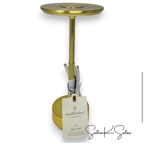 Hearth & Hand with Magnolia Wireless LED Tabletop Lamp Rechargeable Gold NWT - Picture 8 of 10